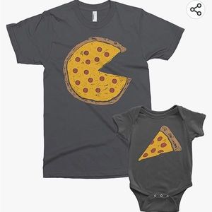Dad and son matching Pizza pie and slice t-shirts/onesie set